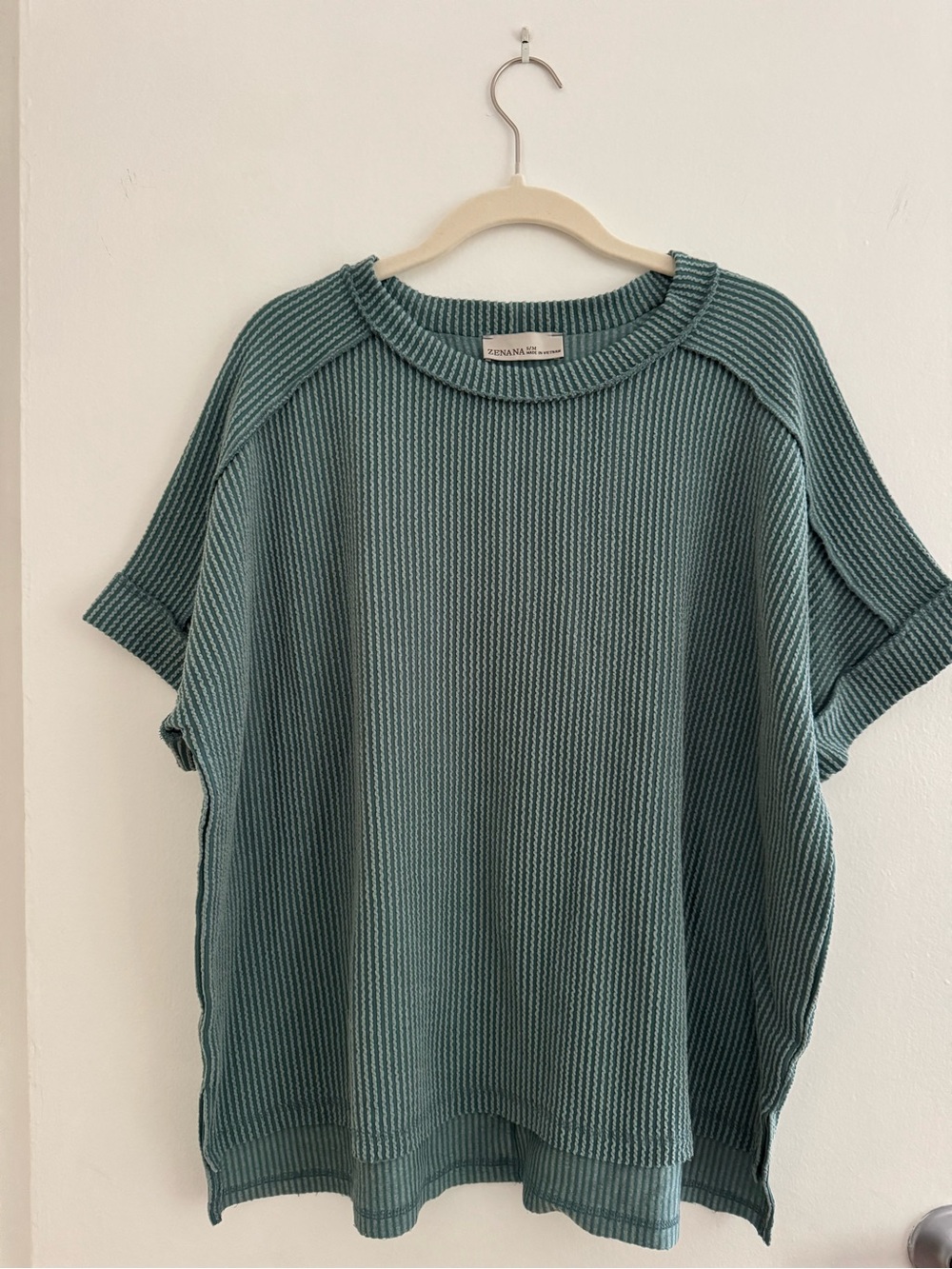Relaxed Ribbed Tee - Teal Green